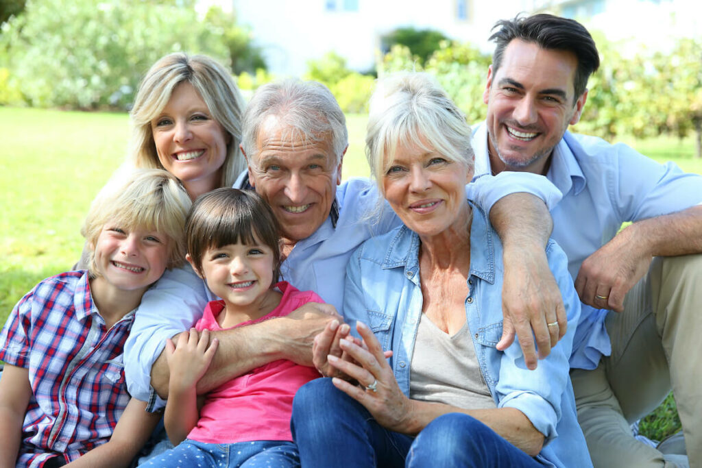 Pegasus Senior Living | Family portrait with grandparents, parents, and grandchildren