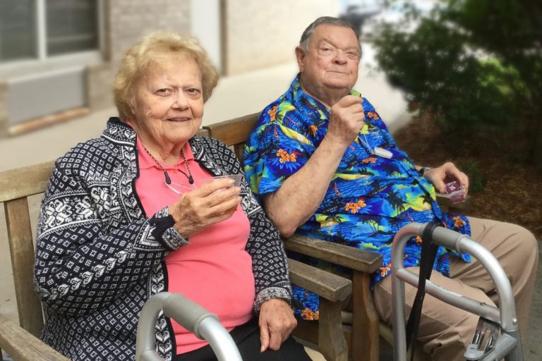 Belleview Suites at DTC | Seniors relaxing outdoors