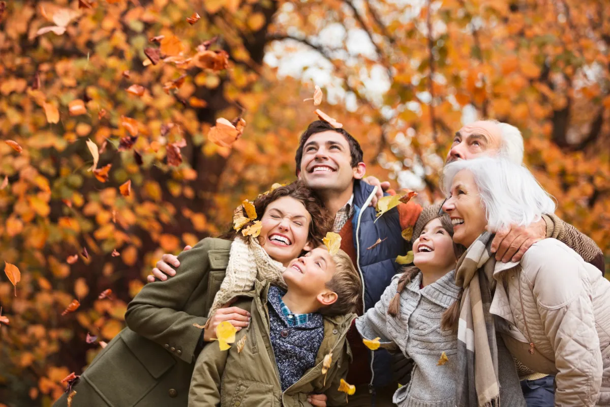 Family enjoying the autumn weather