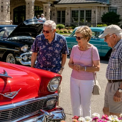 Seniors at a community car show
