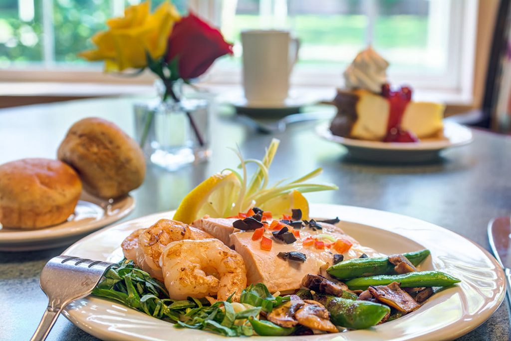 Gig Harbor Court | Salmon, shrimp, and vegetables