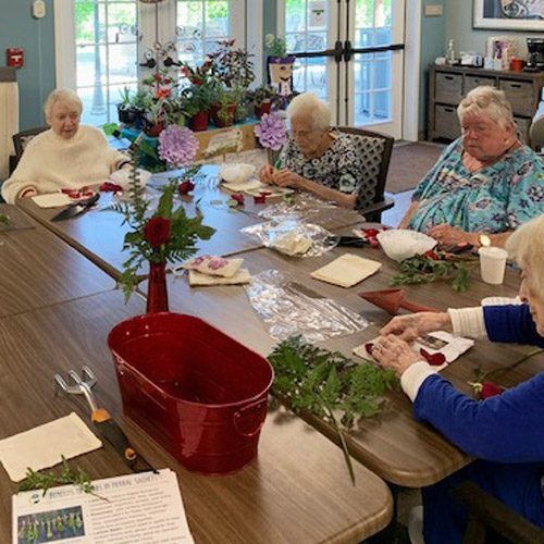 Gig Harbor Court | Seniors crafting at table
