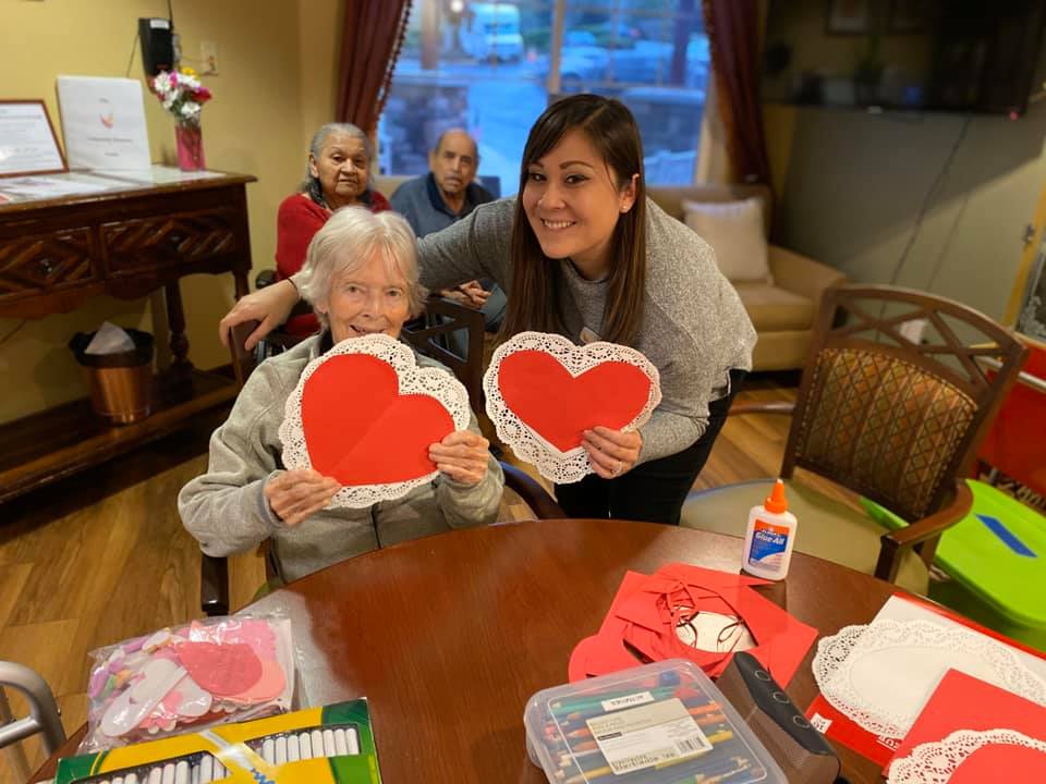 Pegasus Senior Living | Residents participating in Valentines for Veterans activity