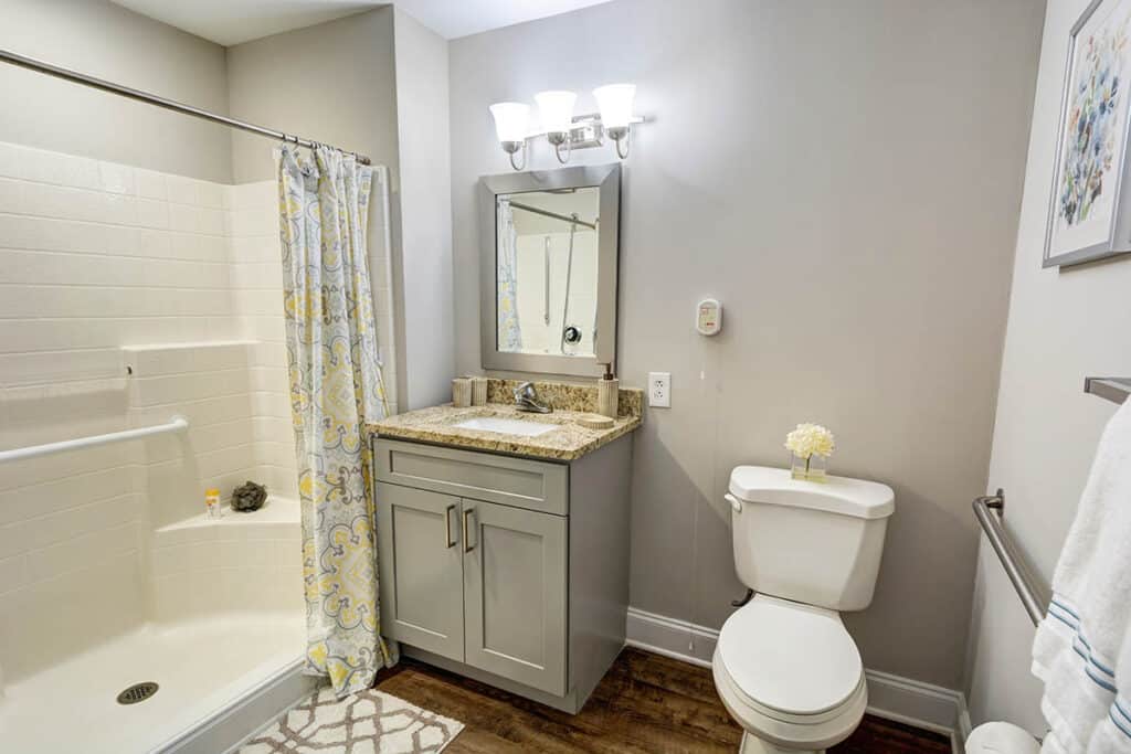 Magnolia Place of Roswell | Studio bathroom and shower