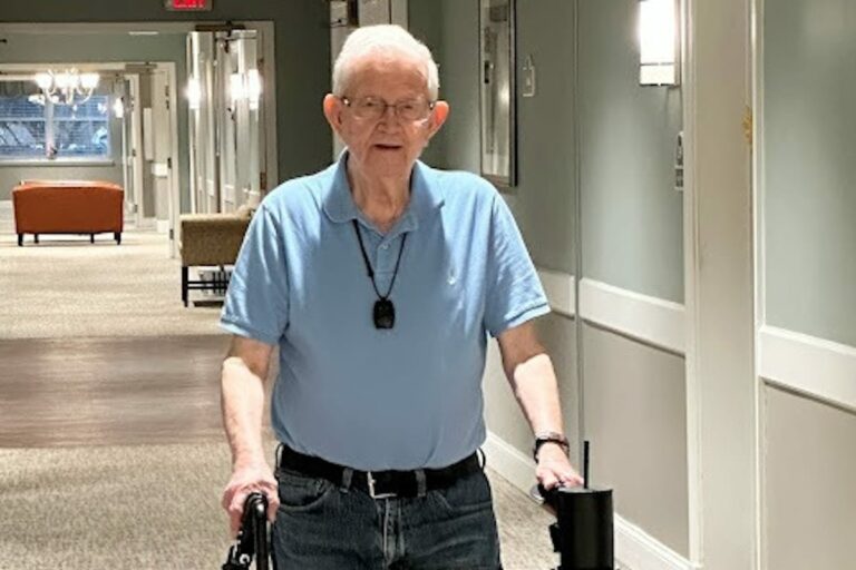 Pegasus Senior Living | Senior resident keeping his heart healthy with walking