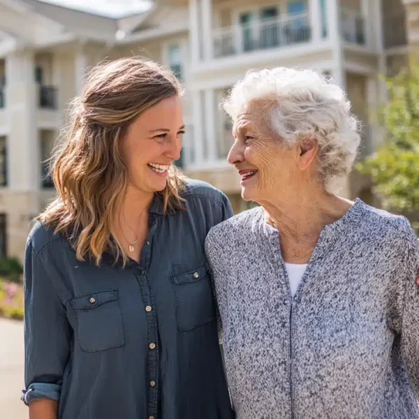 Pegasus Senior Living | Caregiver walking with a resident