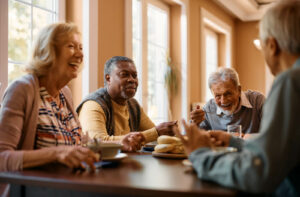 Pegasus Landing of Crystal Falls in Leander | Seniors eating breakfast together