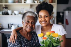 Pegasus Landing of Crystal Falls in Leander | Happy Senior Woman With Caregiver