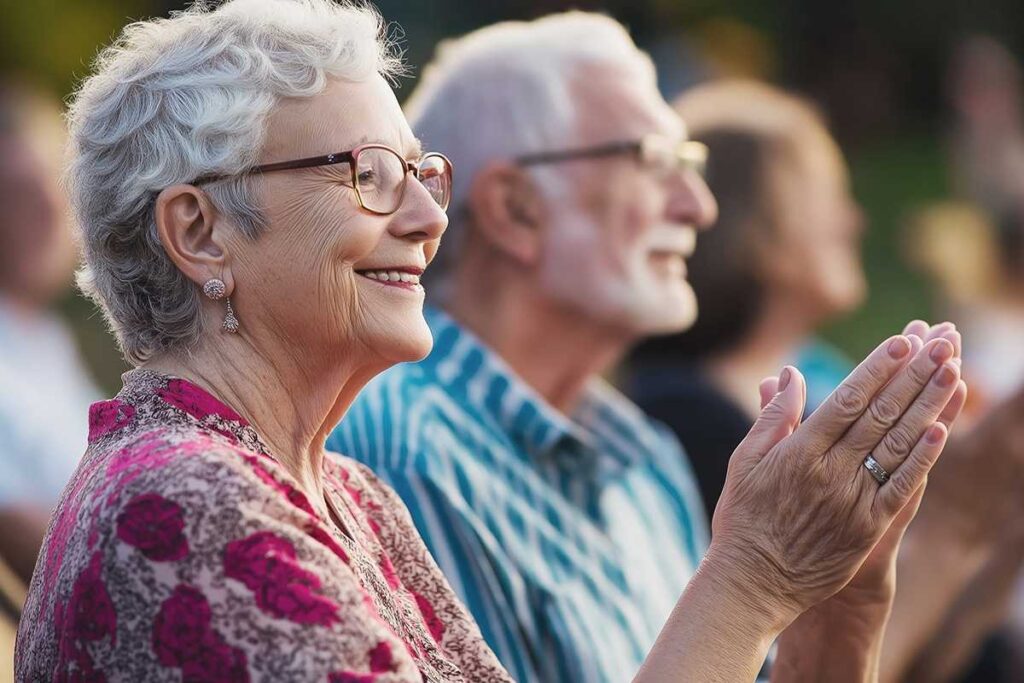 Pegasus Landing of Forest Ridge | Happy Seniors Enjoying Outdoor Event Together