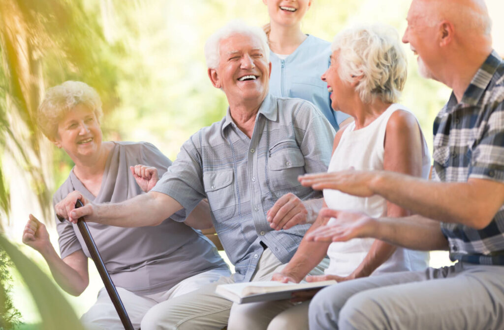 Pegasus Landing of South Plains | Seniors enjoy a conversation outdoors