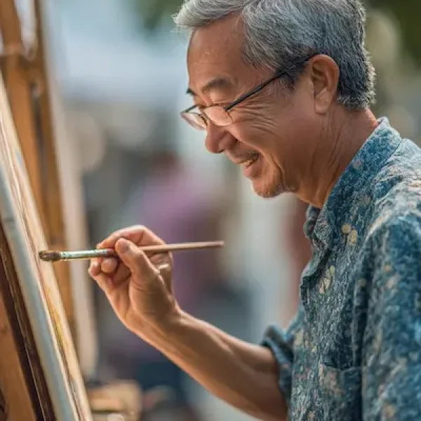 Pegasus Preserve of Clear Lake | Senior man painting a picture