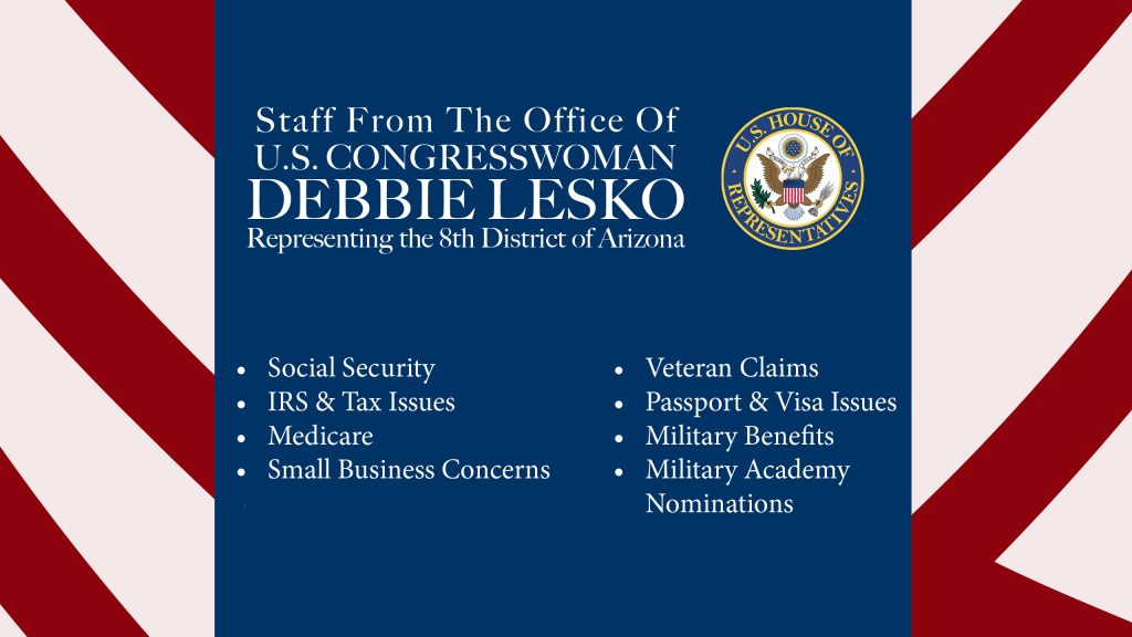 Sun City West | Flyer promoting visit from the staff of U.S. Congresswoman Debbie Lesko to Sun City West Assisted Living