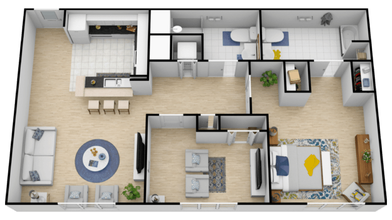 The Courtyards at Mountain View | One Bedroom with Den Two Bathroom Assisted Living