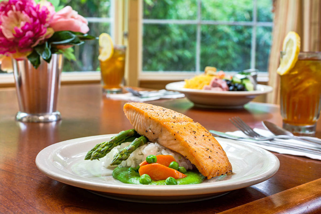 The Gardens at Marysville | Salmon, rice, and vegetables