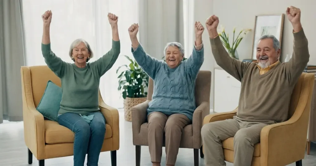 Seniors happy listening to music event