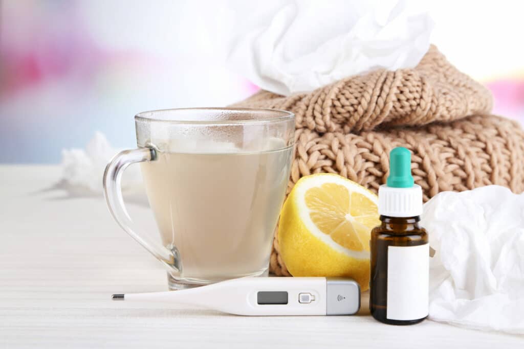 Pegasus Senior Living | Hot tea for colds, pills and handkerchiefs