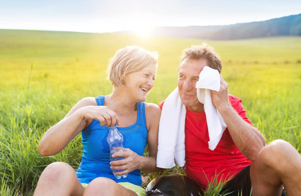 The Rivers at Puyallup | Senior couple staying cool outdoors