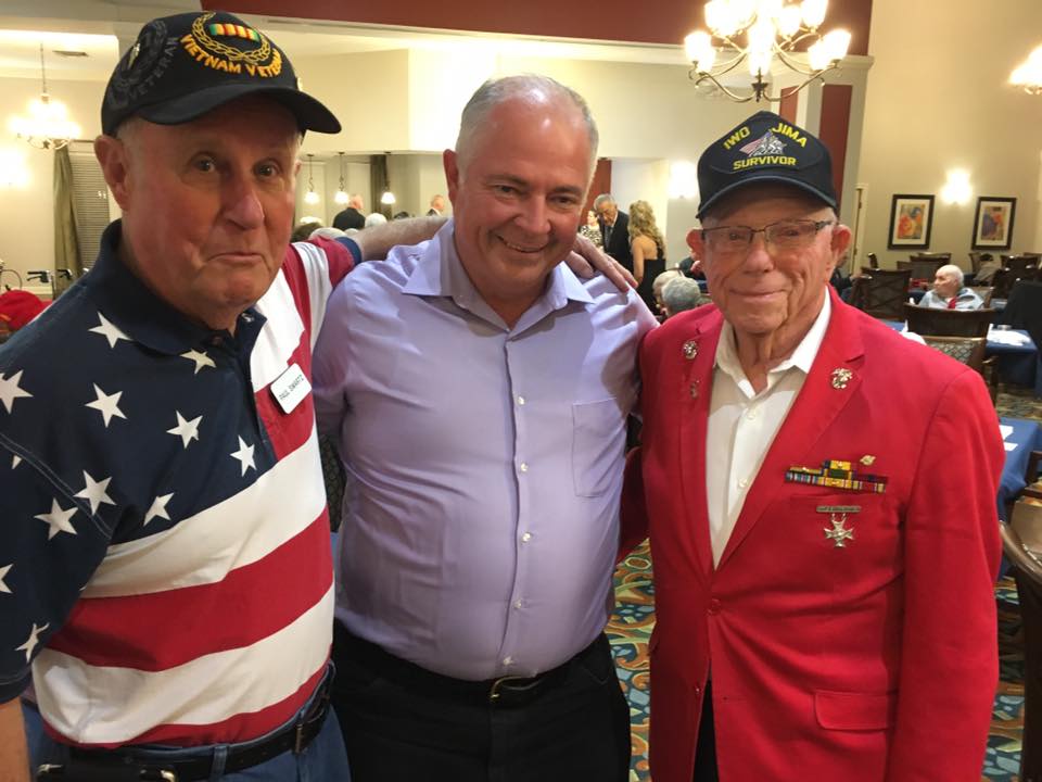 Pegasus Senior Living | Corporal Don Graves USMC with friends at the 2019 Veterans' Ball at Ridgmar Place, Fort Worth, TX.