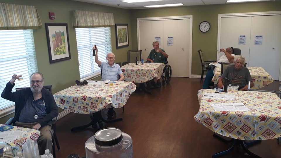 Pegasus Senior Living | Parmer Woods residents drinking beer