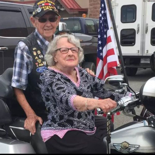 Pegasus Senior Living | Centenarian, Cecily Geraghty on a motorcycle