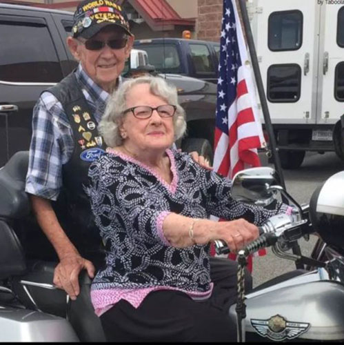 Pegasus Senior Living | Centenarian, Cecily Geraghty on a motorcycle