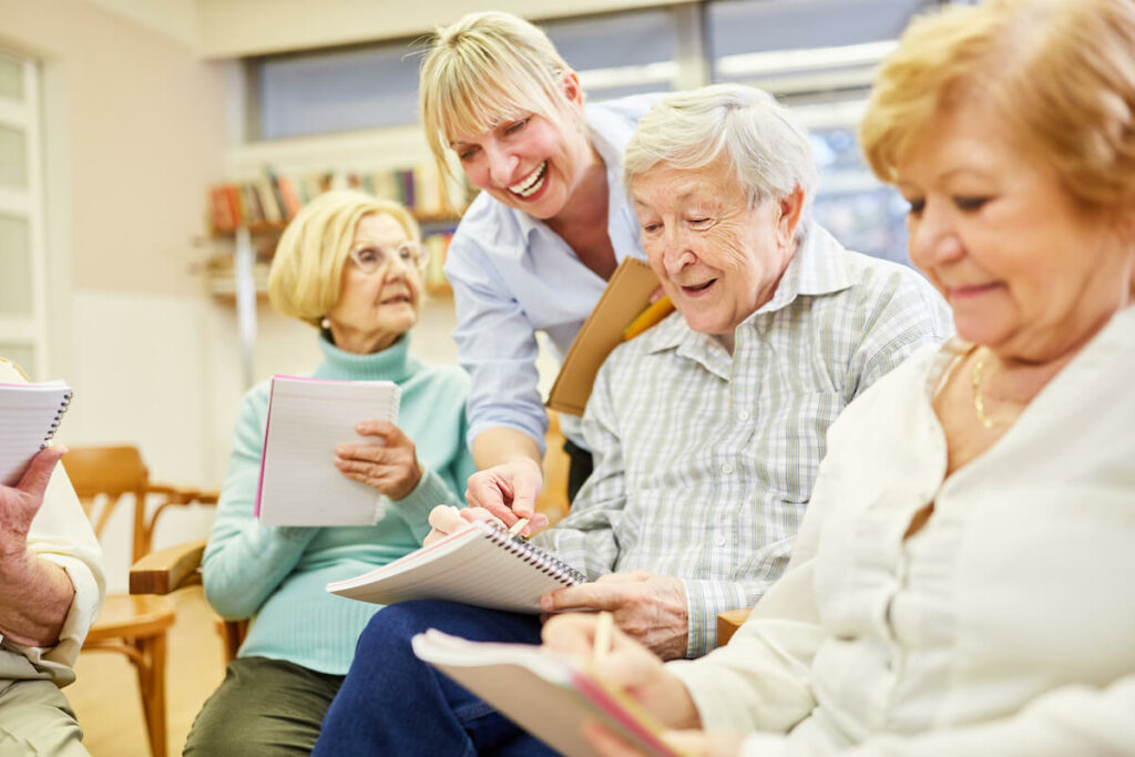 The Courtyards at Mountain View | Seniors participating in a memory care activity