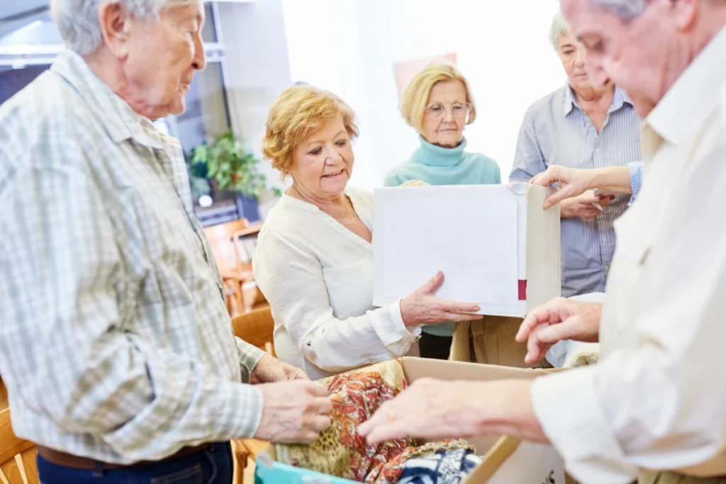 Seniors volunteering to help with donation drive